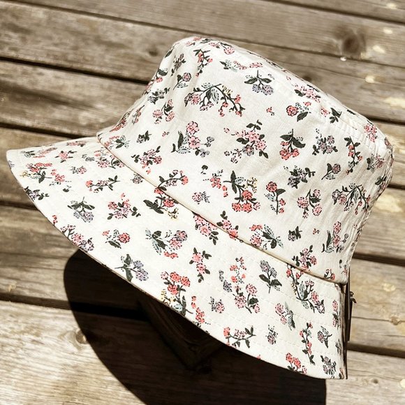 NEW Ivory Ditsy Floral Print Breathable Airy 100% Cotton Packable Bucket Hats - Picture 5 of 8